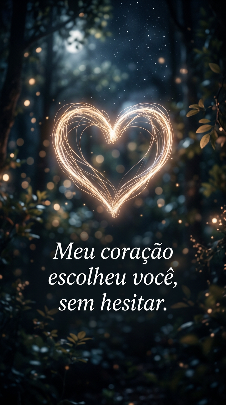 Coração de luz, com frase de confissão e amor para status romântico.