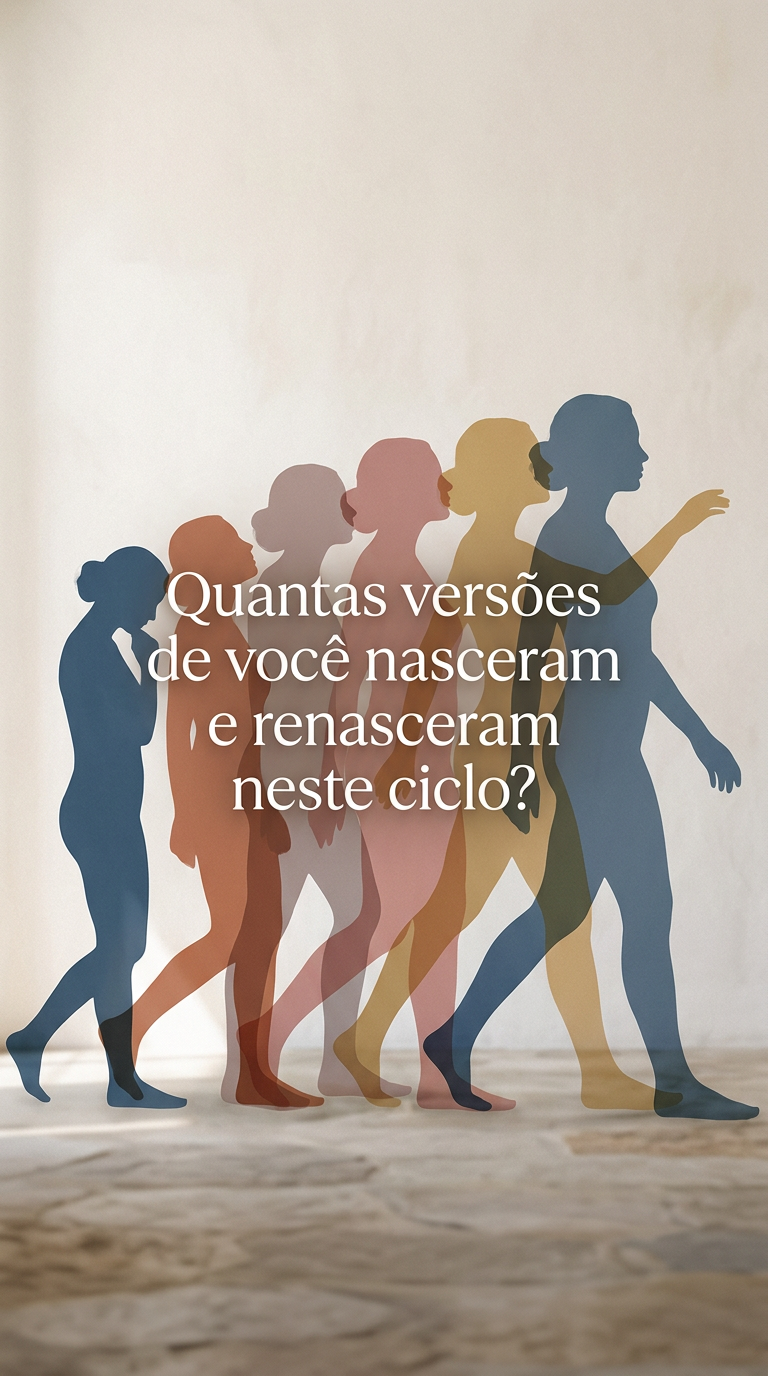 Renascimento Pessoal Silhuetas abstratas, representando as transformações e o renascimento do eu ao longo do ano.