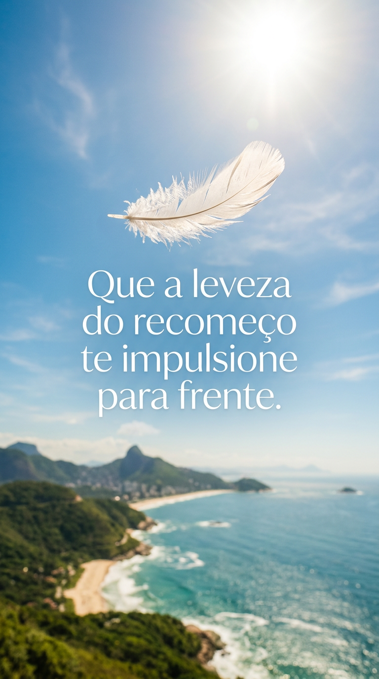 Leveza do Recomeço Pena flutuando, desejando que a leveza do recomeço impulsione com liberdade e esperança.