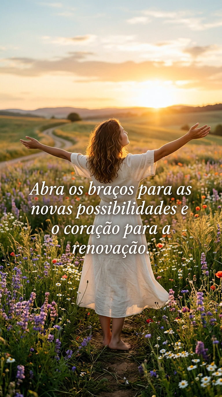 Renovação do Coração Pessoa de braços abertos em campo, simbolizando renovação e novas possibilidades para o coração.