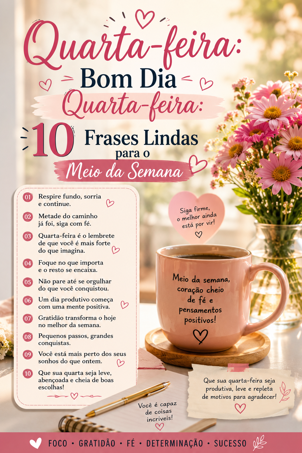 Quarta-feira: Frases de Bom Dia para Status e Renovar a Alma